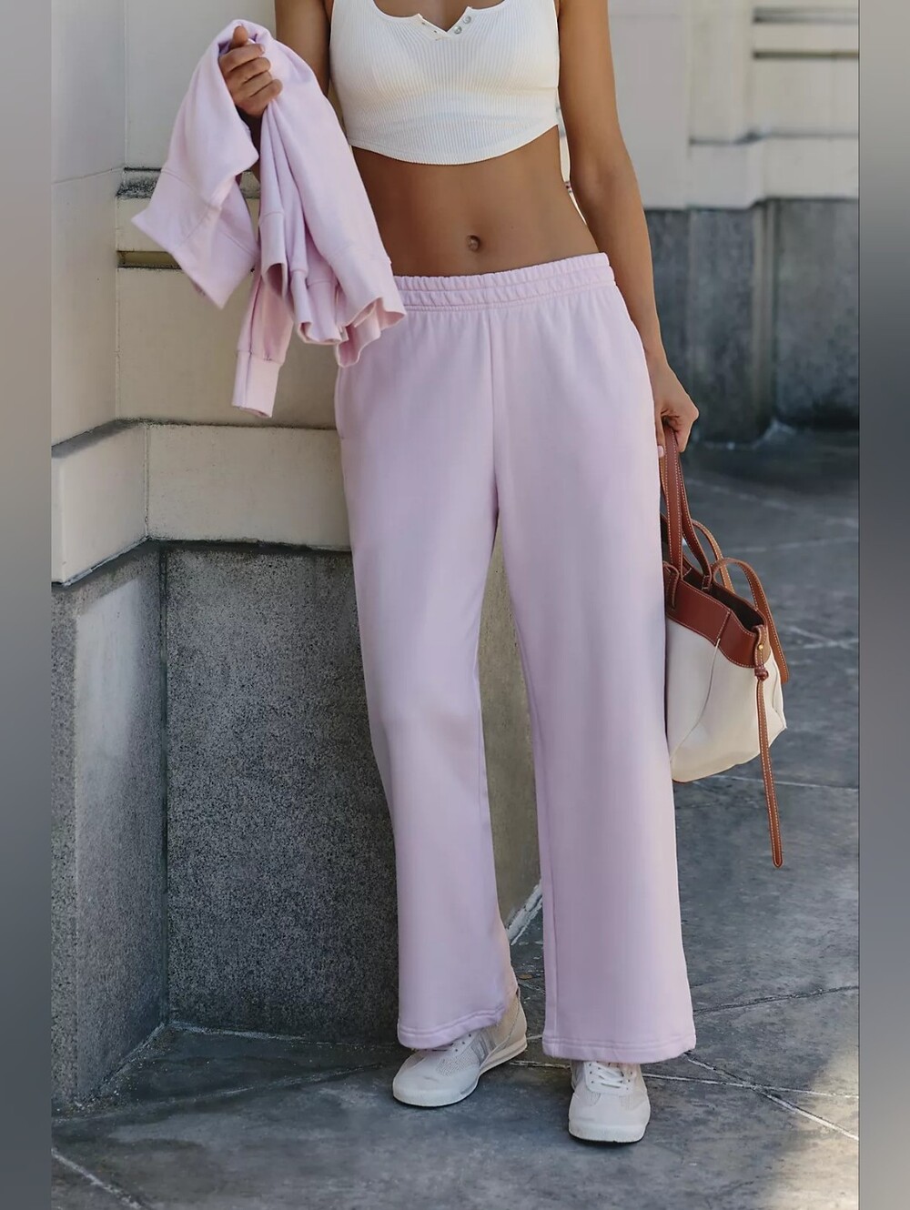 ❣️🪷NWT Anthropologie Back When 100% Cotton Wide-Leg Sweatpants Scalloped Shell